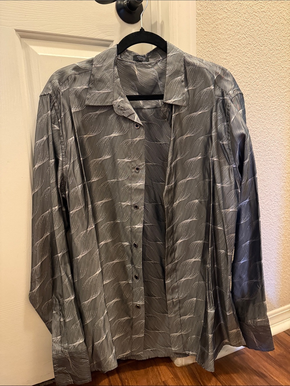 Men's Silver Patterned Dress Shirt